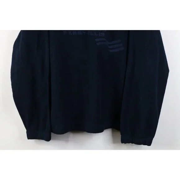 Vintage 90s Perry Ellis Mens Large Spell Out Flag 1/4 Half Zip Fleece Sweater - Picture 3 of 14